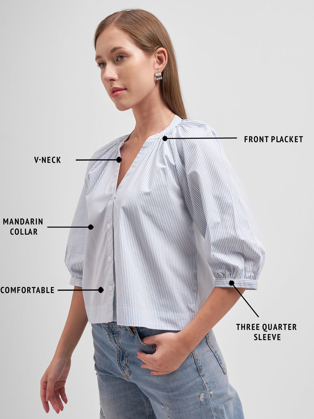 Tokyo Talkies Women White Striped Regular Top