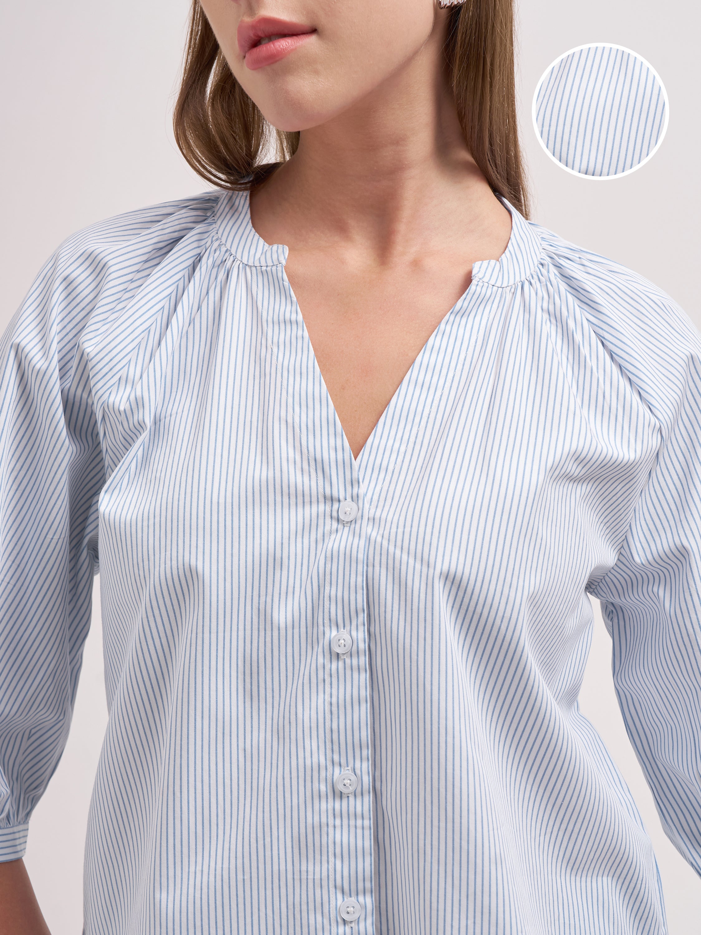 Tokyo Talkies Women White Striped Regular Top
