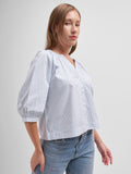 Tokyo Talkies Women White Striped Regular Top