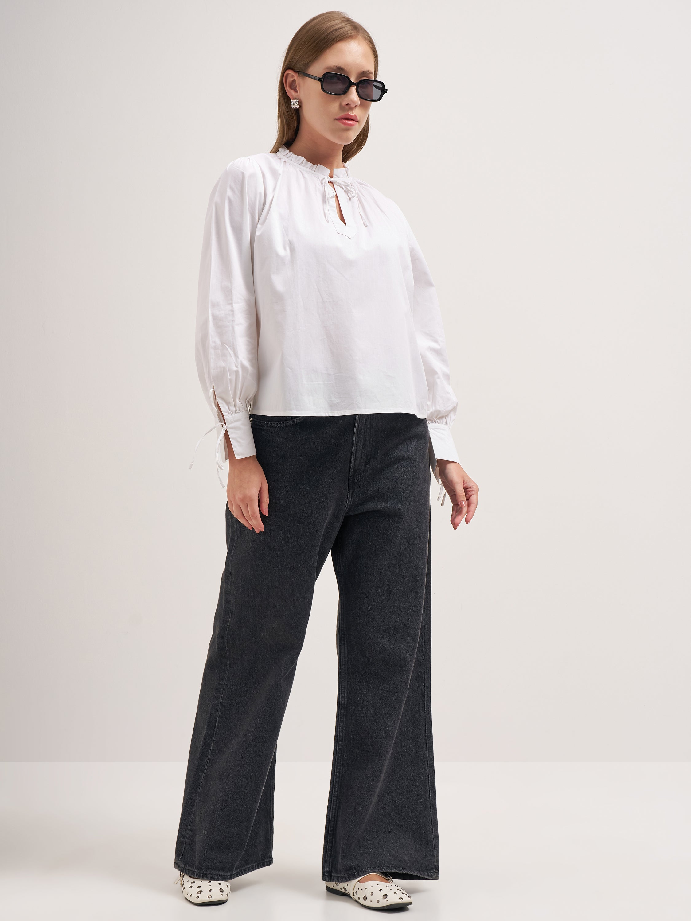 Tokyo Talkies Women White Solid Regular Top
