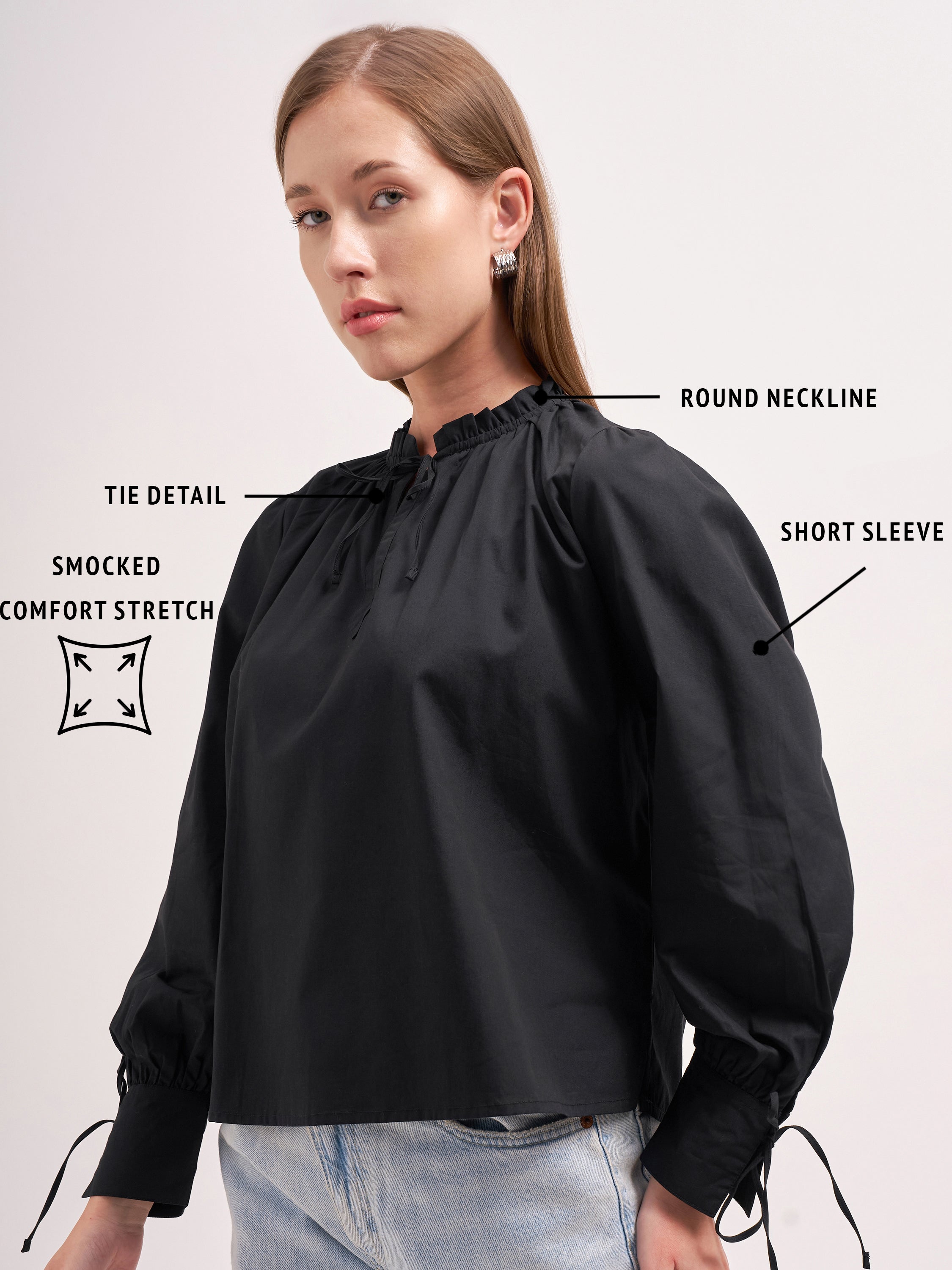 Tokyo Talkies Women Black Solid Regular Top
