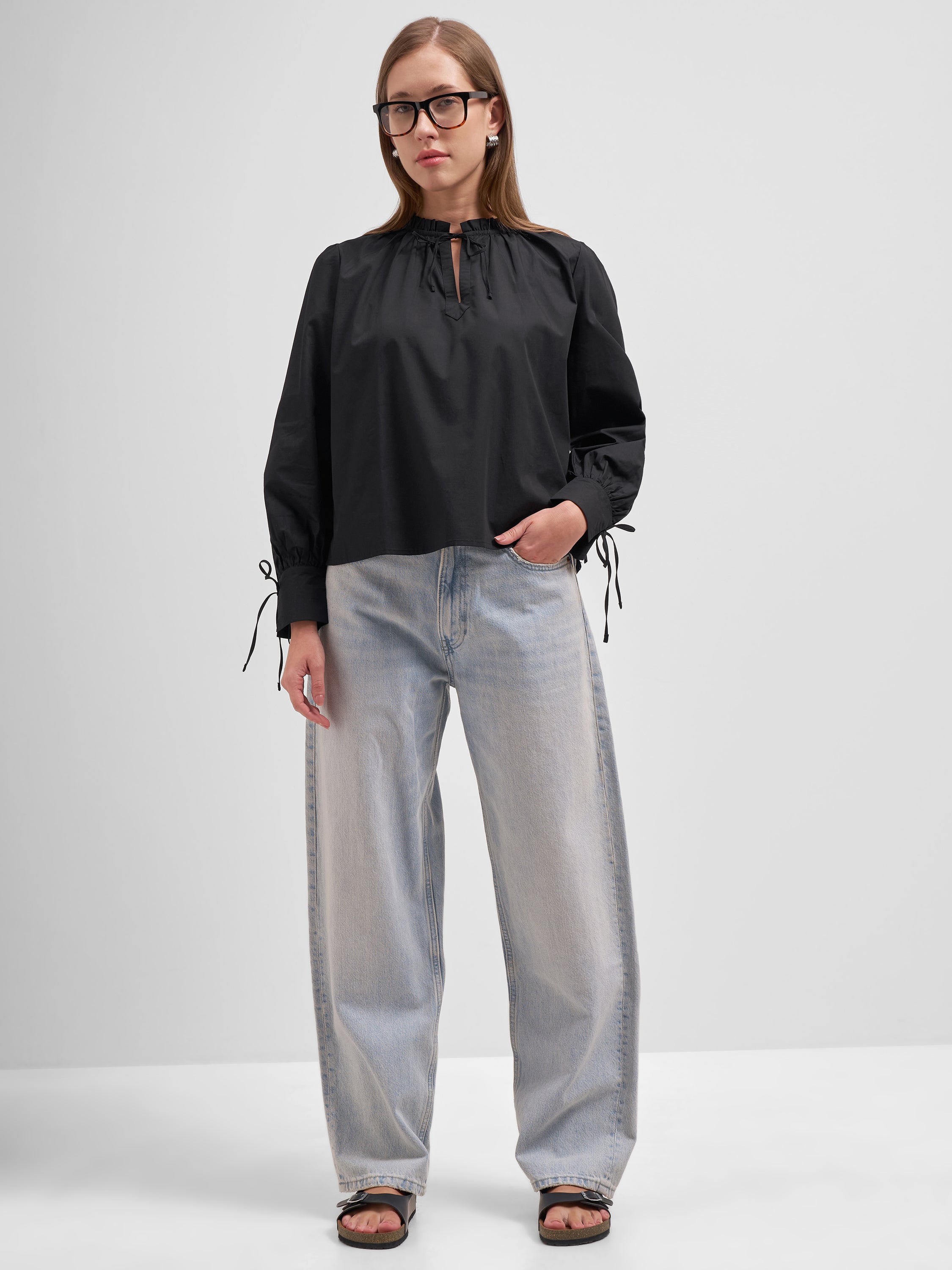 Tokyo Talkies Women Black Solid Regular Top