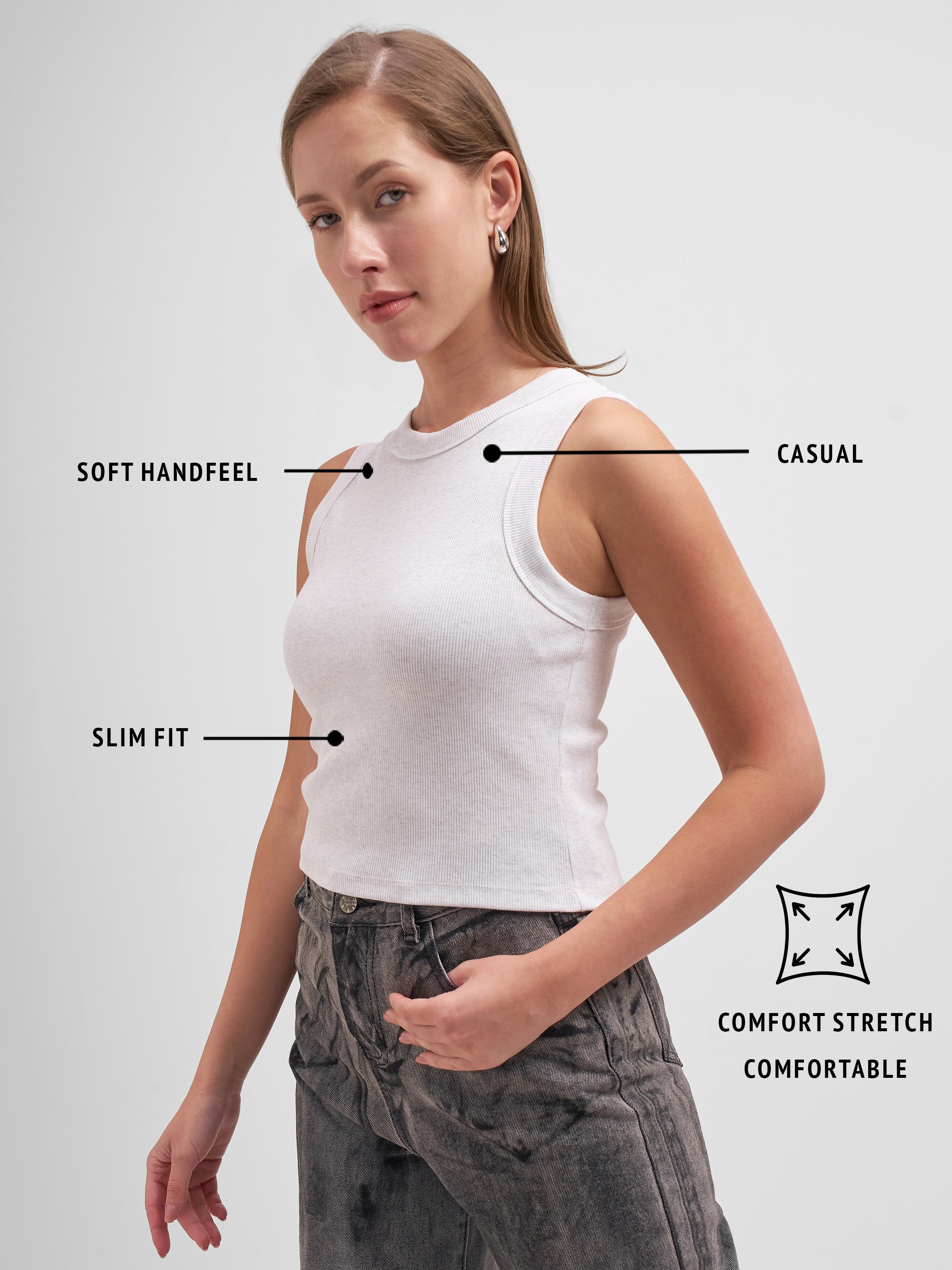 Tokyo Talkies Women Grey Solid Regular Top