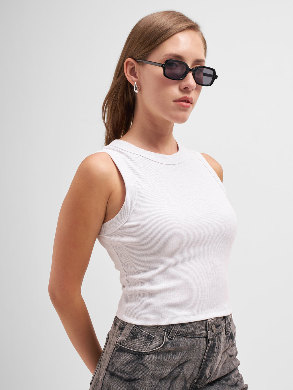Tokyo Talkies Women Grey Solid Regular Top