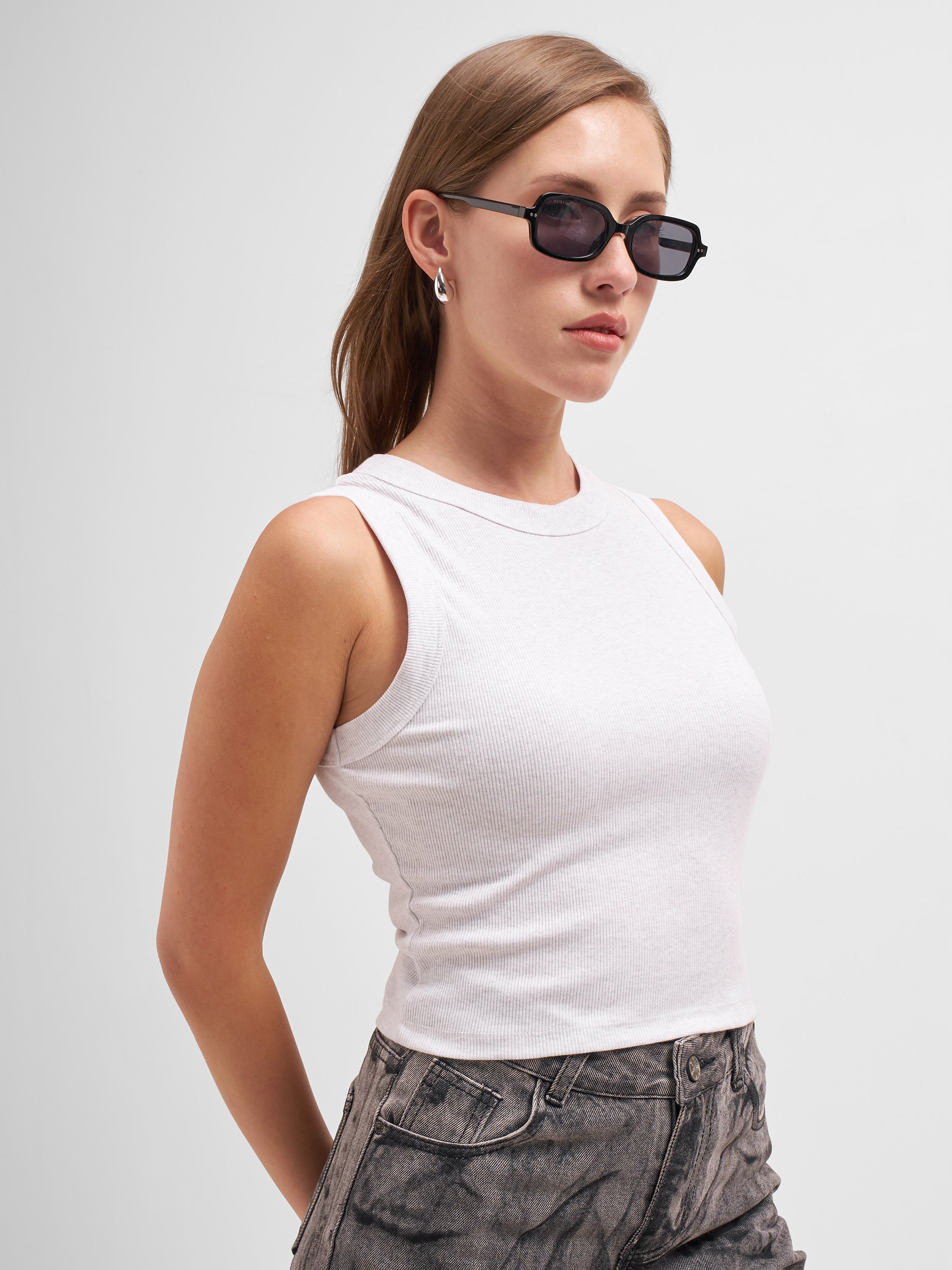 Tokyo Talkies Women Grey Solid Regular Top