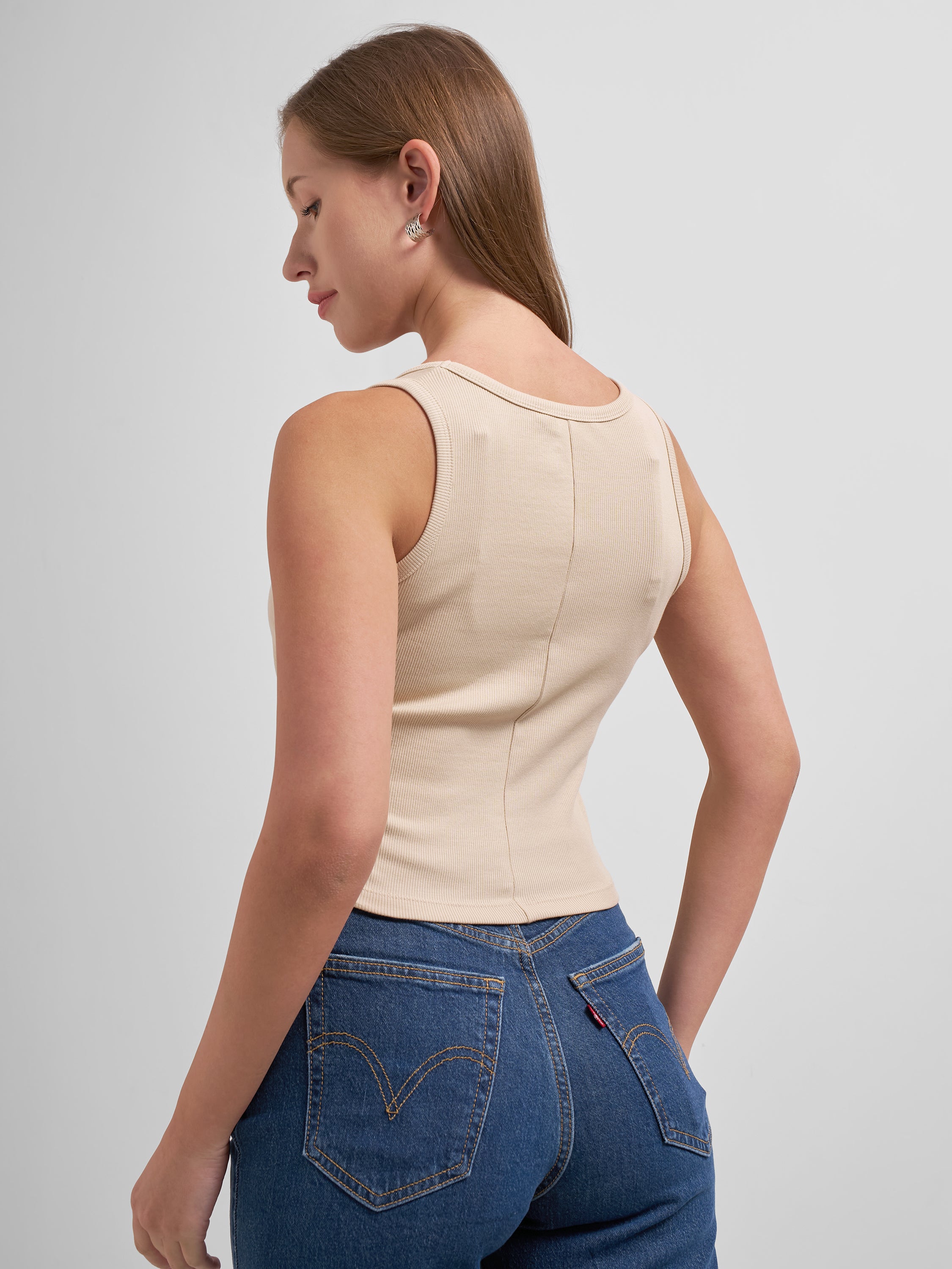 Tokyo Talkies Women Beige Solid Regular Top