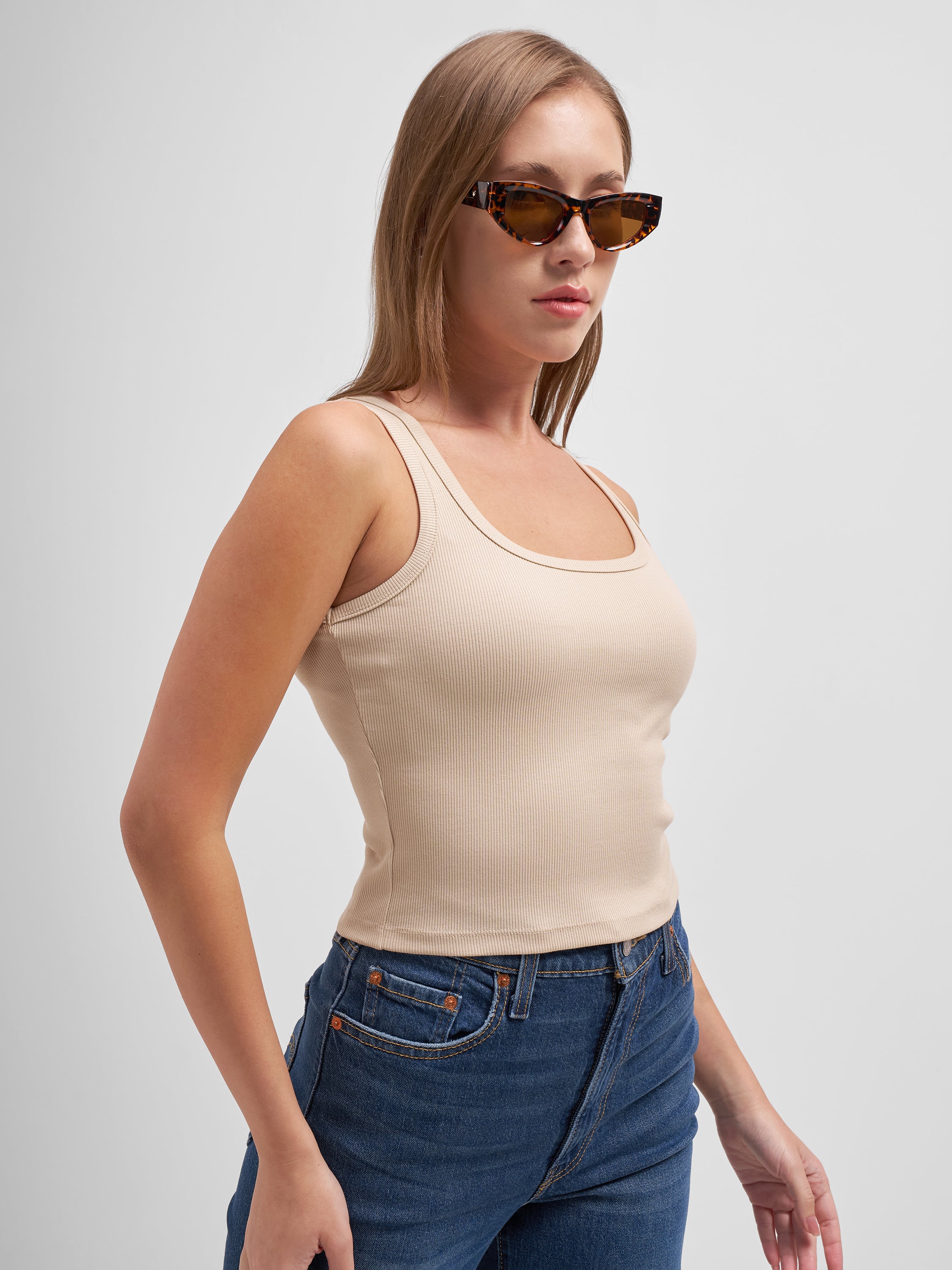 Tokyo Talkies Women Beige Solid Regular Top