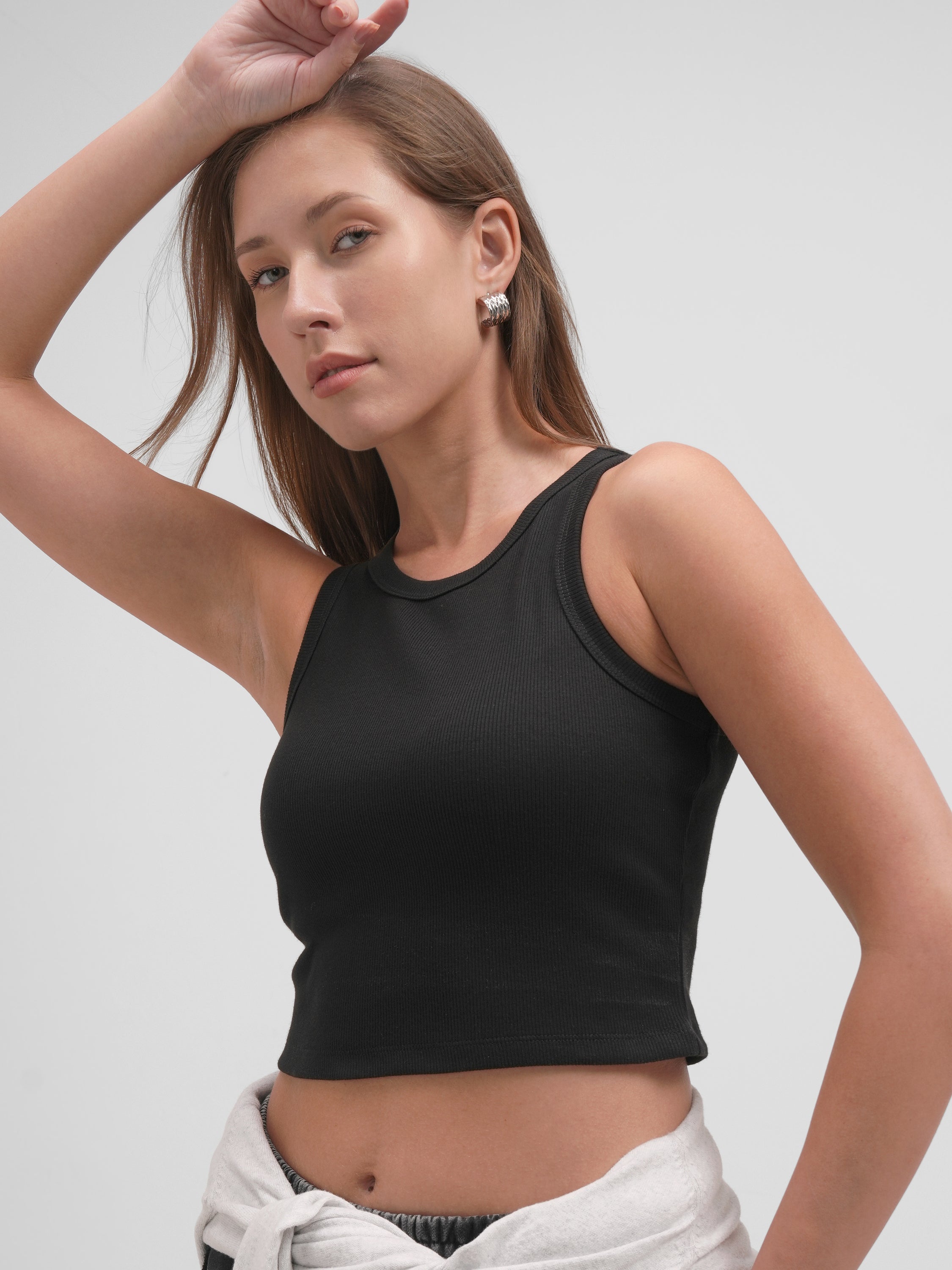 Tokyo Talkies Women Black Solid Regular Top