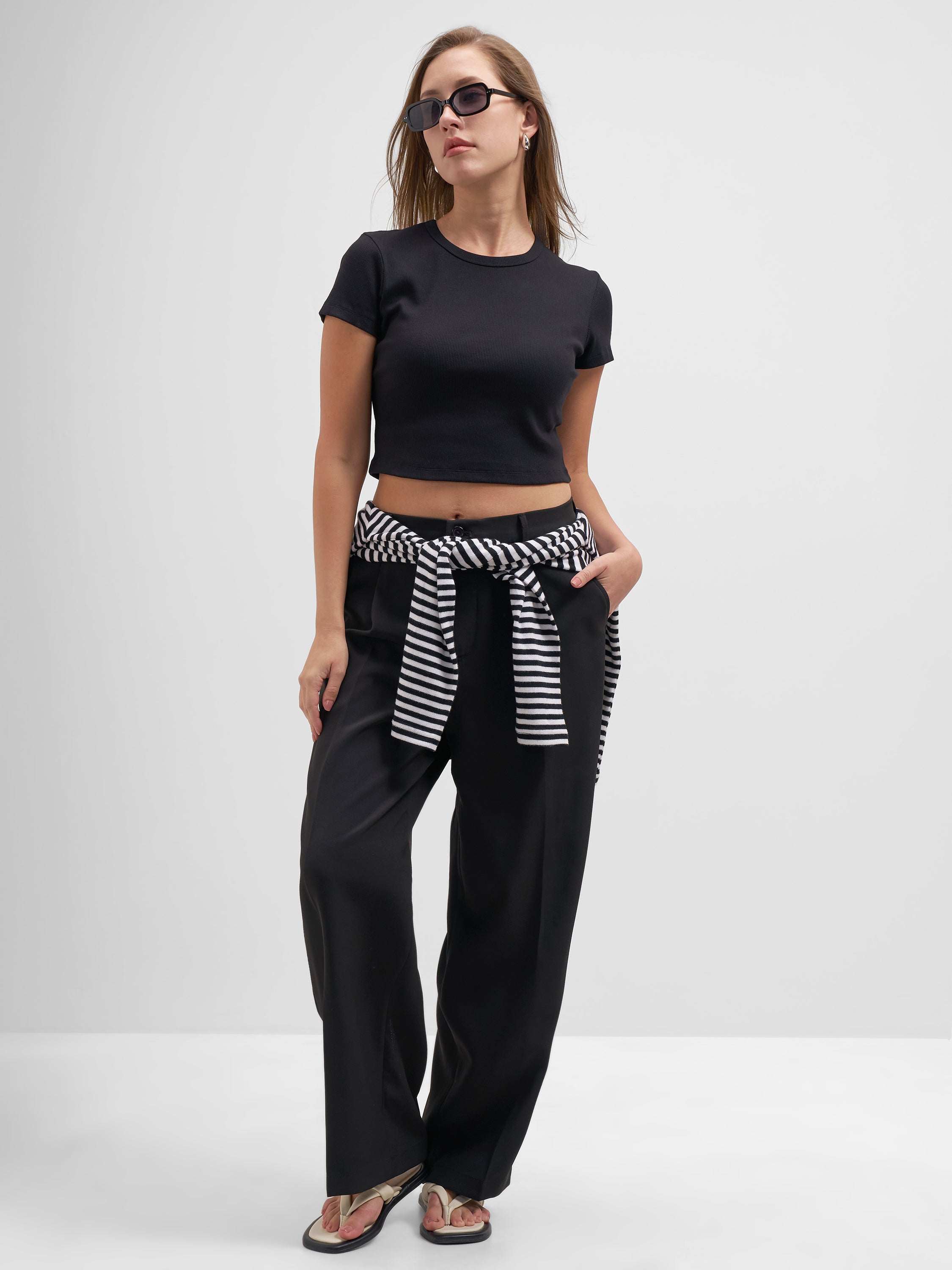 Tokyo Talkies Women Black Solid Regular Top