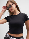 Tokyo Talkies Women Black Solid Regular Top