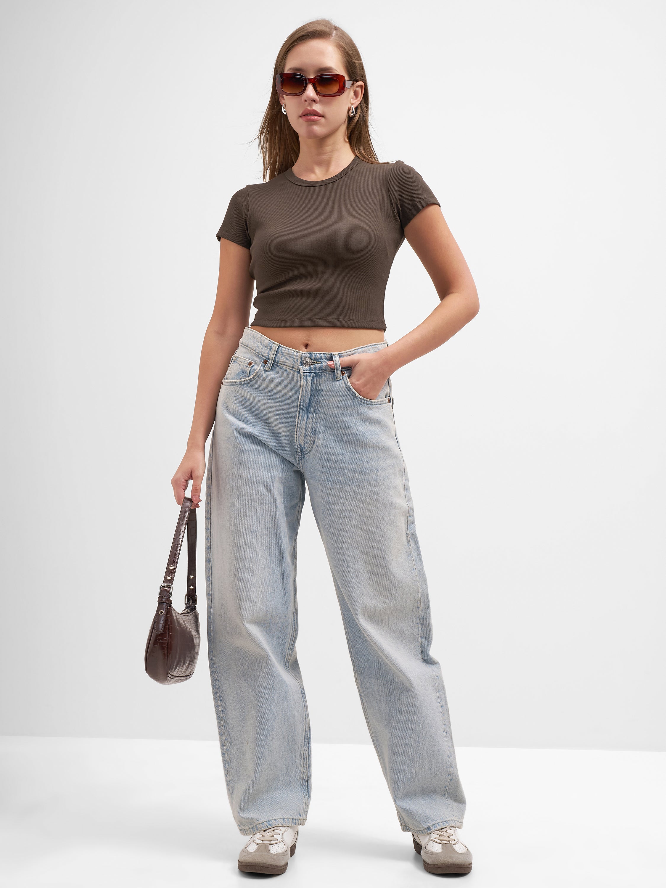 Tokyo Talkies Women Brown Solid Regular Top
