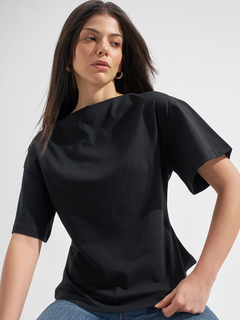 Tokyo Talkies Women Black Solid Regular Top