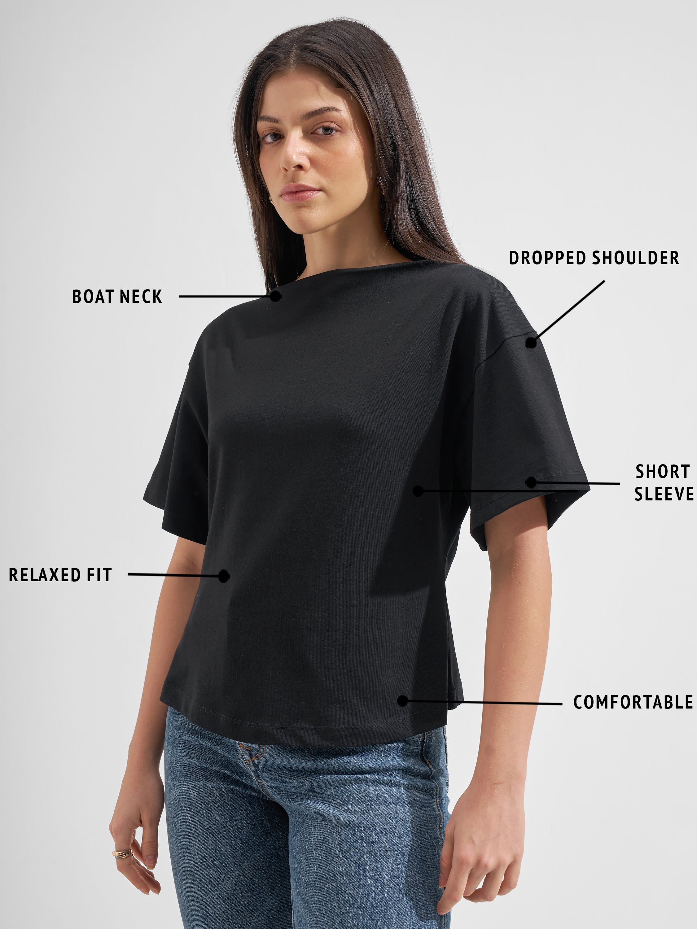 Tokyo Talkies Women Black Solid Regular Top