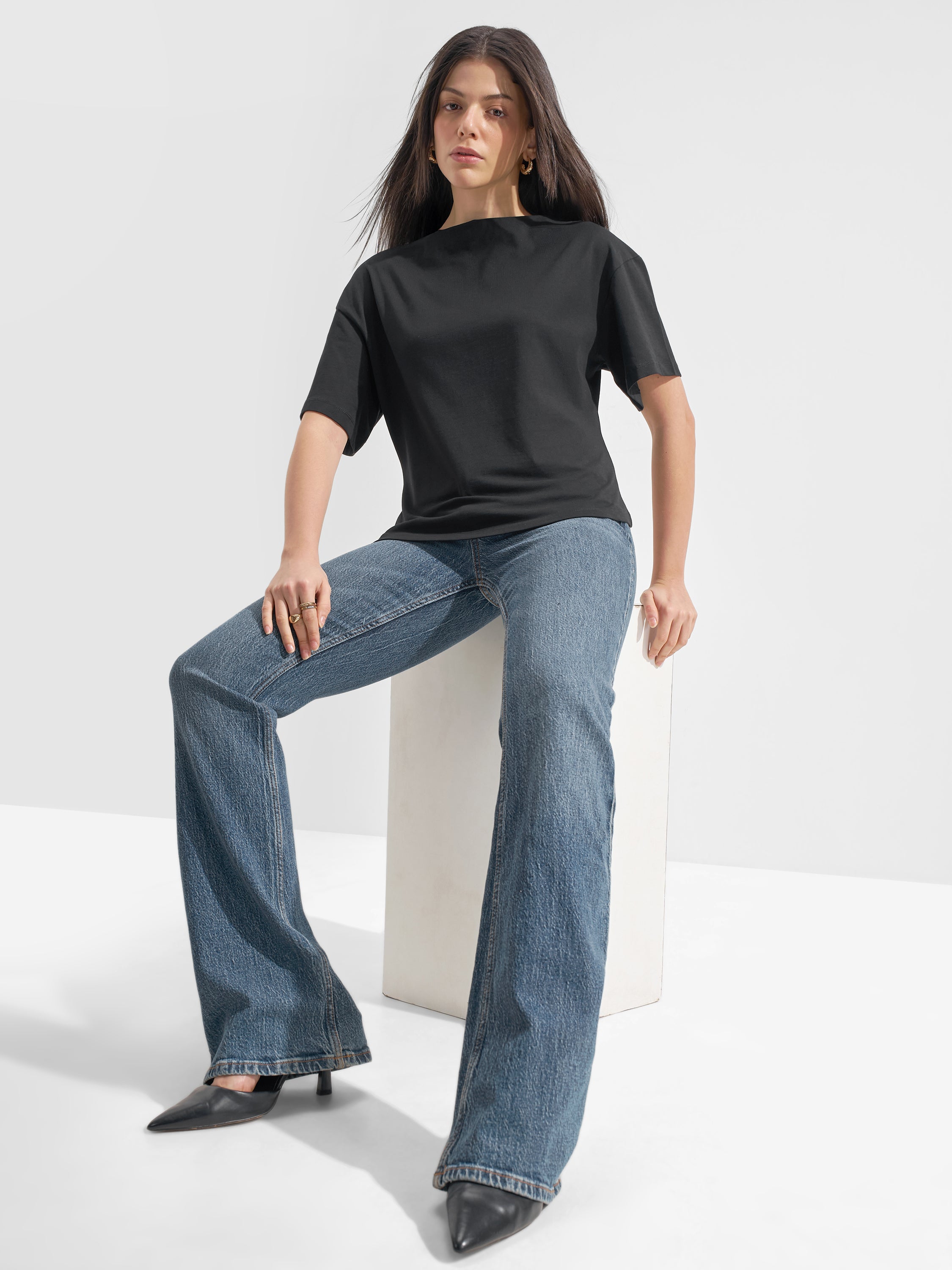 Tokyo Talkies Women Black Solid Regular Top