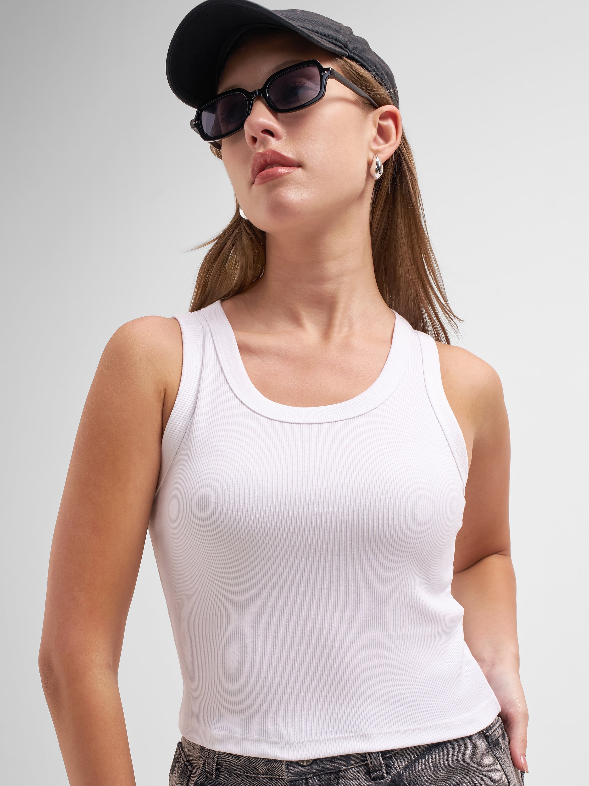 Tokyo Talkies Women White Solid Regular Top