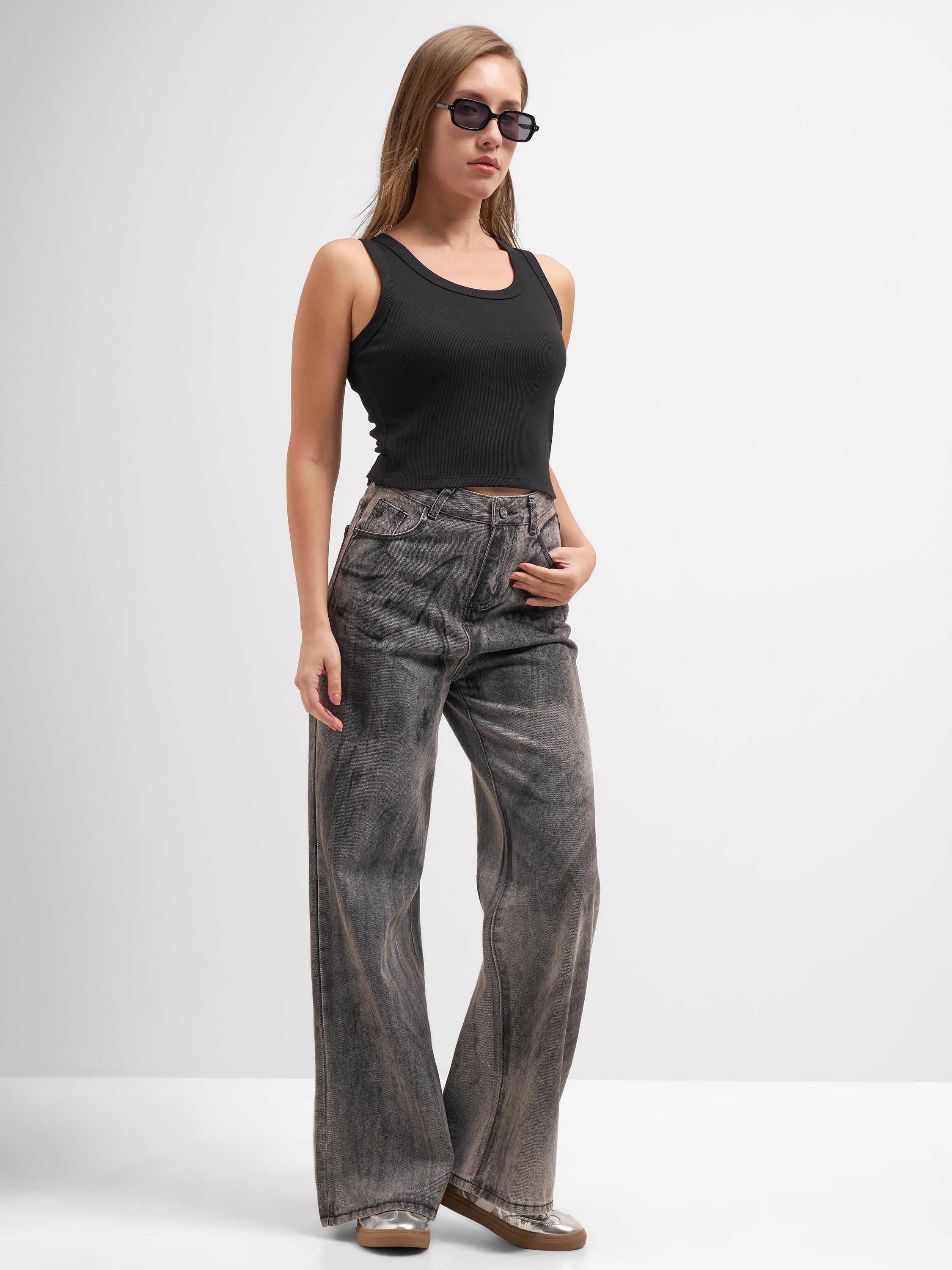 Tokyo Talkies Women Black Solid Regular Top