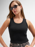 Tokyo Talkies Women Black Solid Regular Top