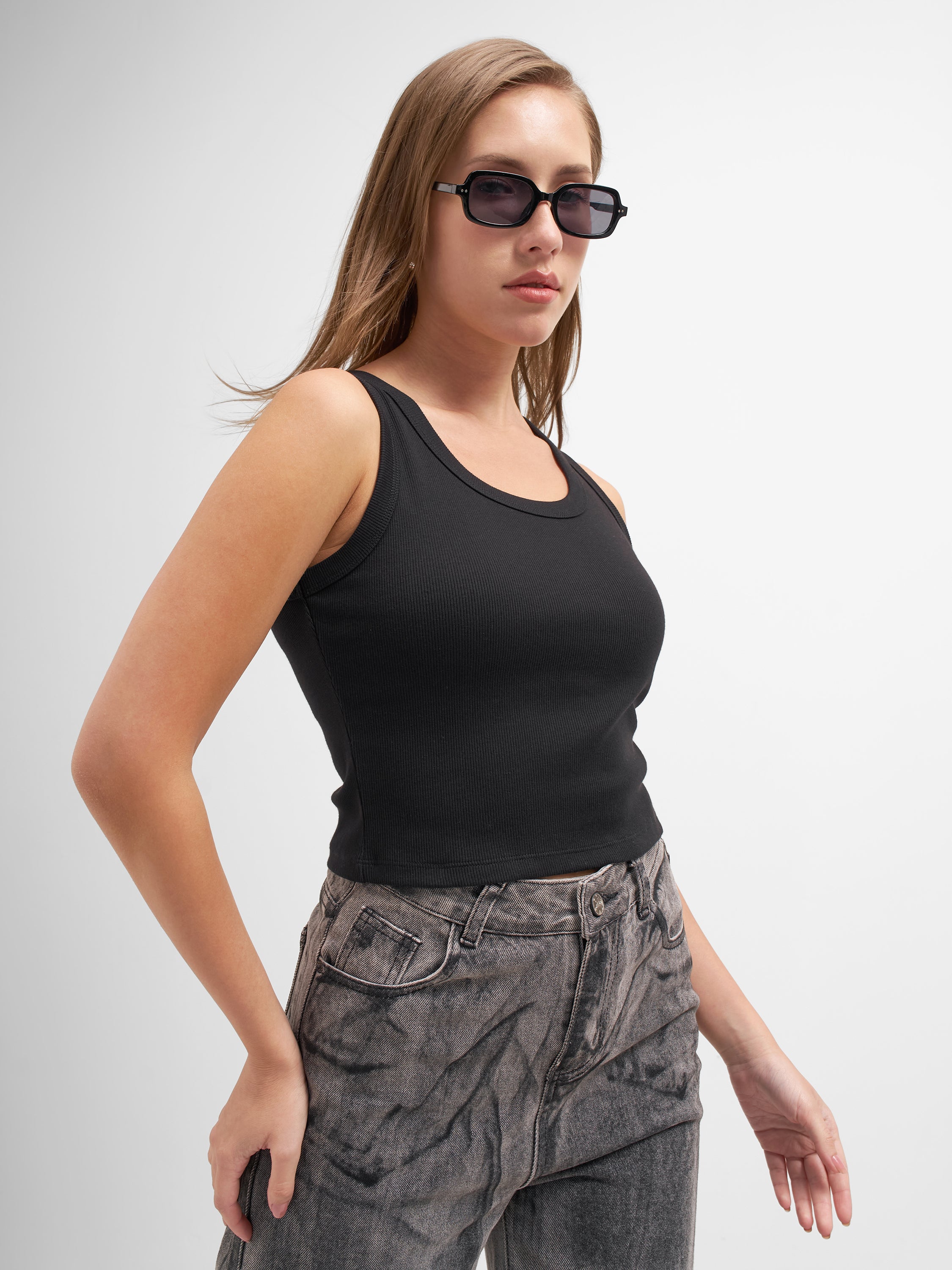Tokyo Talkies Women Black Solid Regular Top