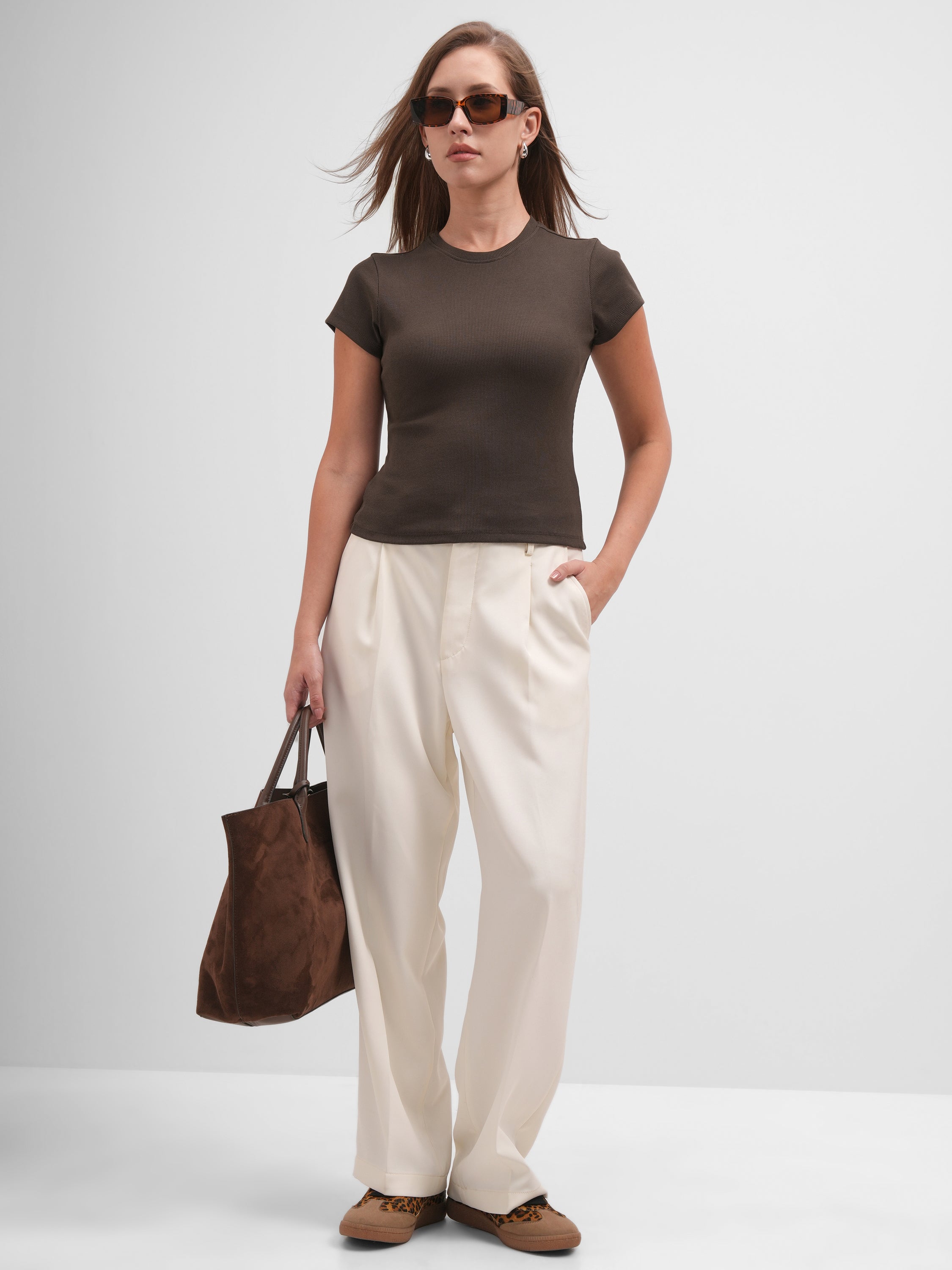 Tokyo Talkies Women Brown Solid Regular Top