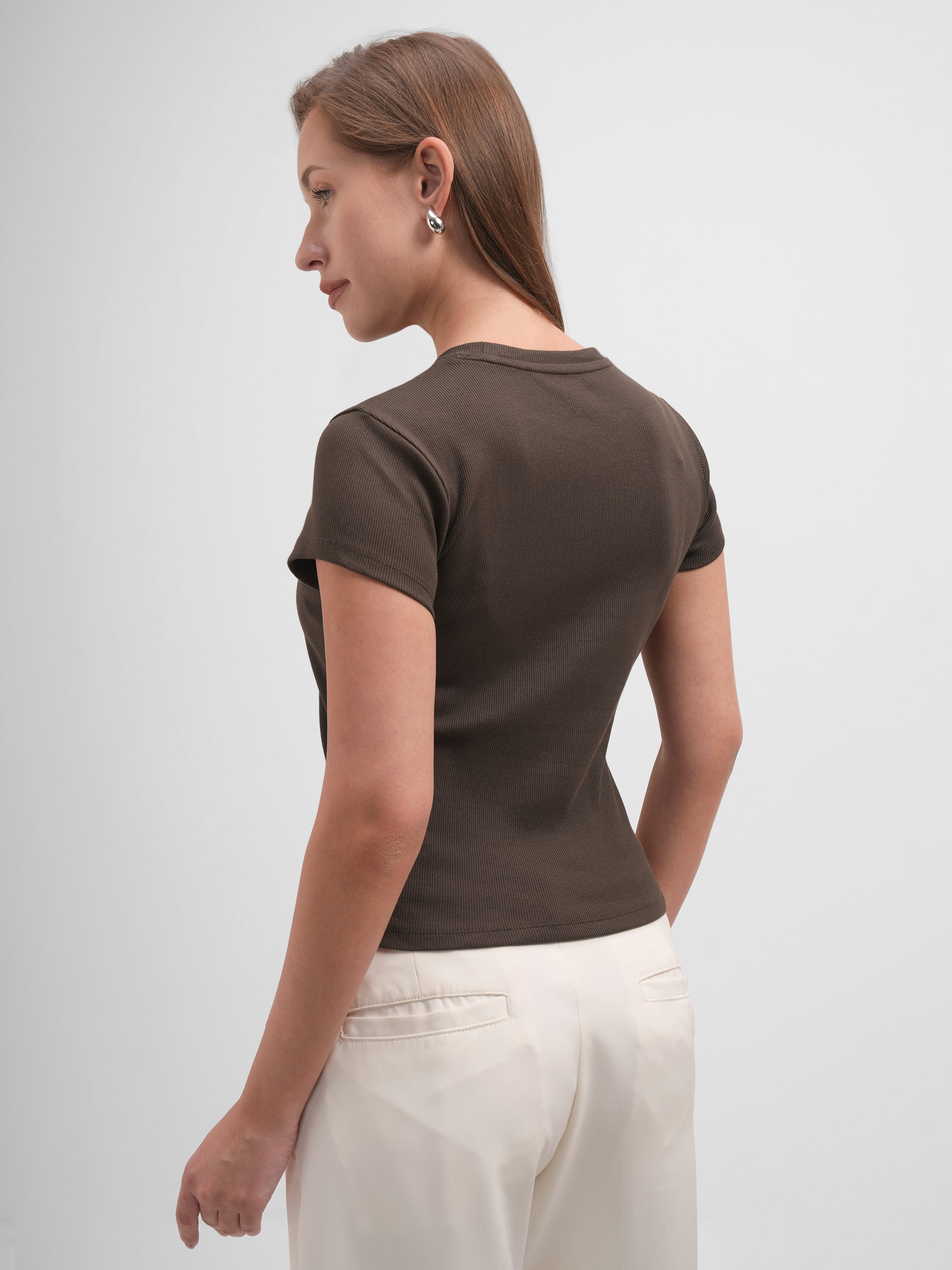Tokyo Talkies Women Brown Solid Regular Top
