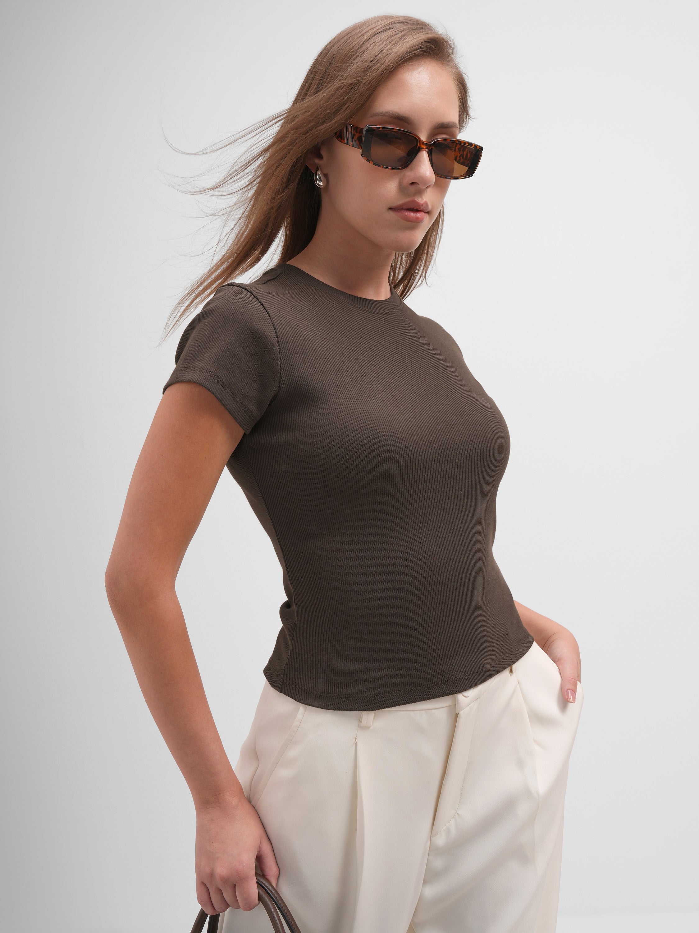 Tokyo Talkies Women Brown Solid Regular Top