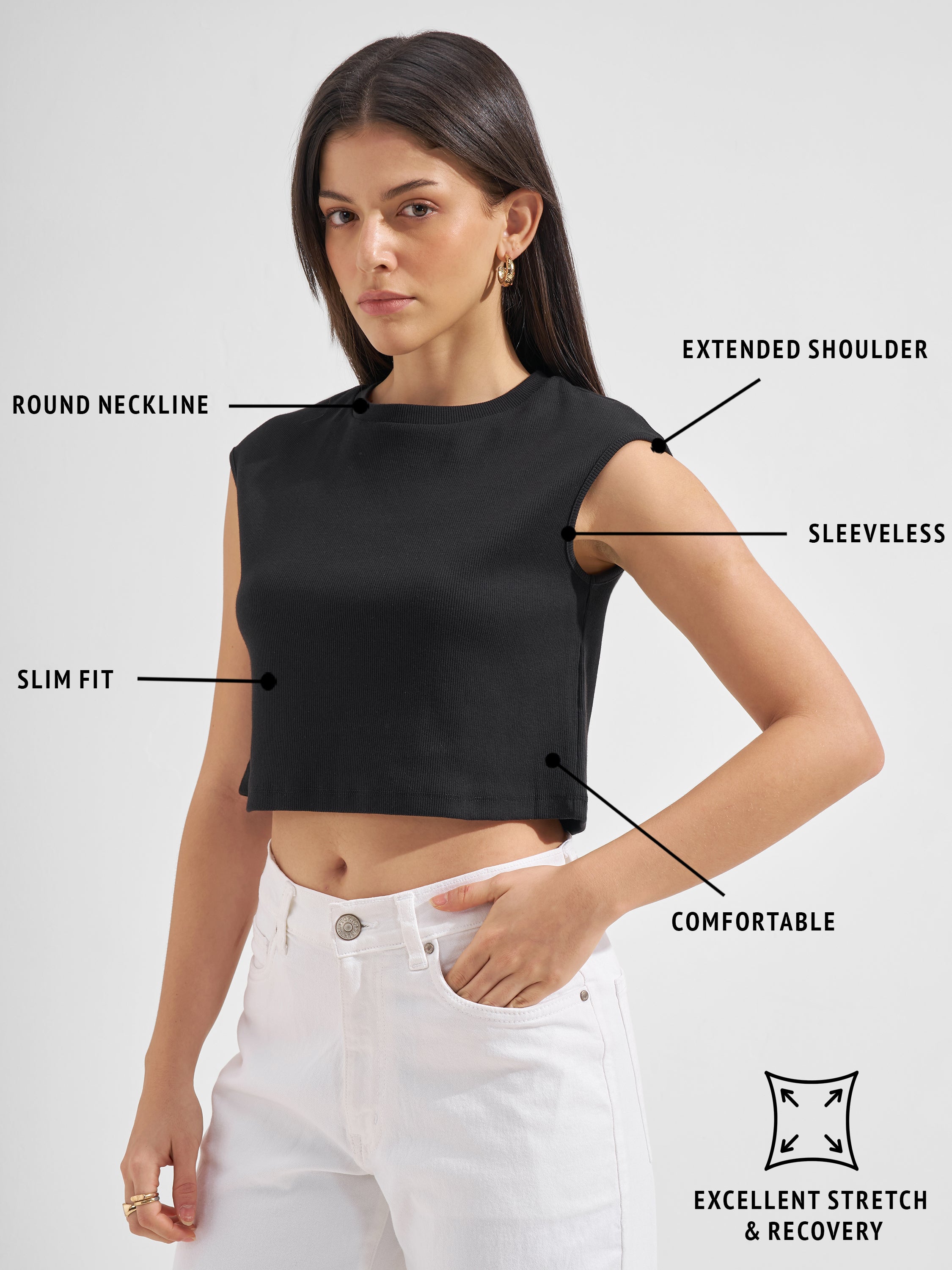 Tokyo Talkies Women Black Solid Regular Top