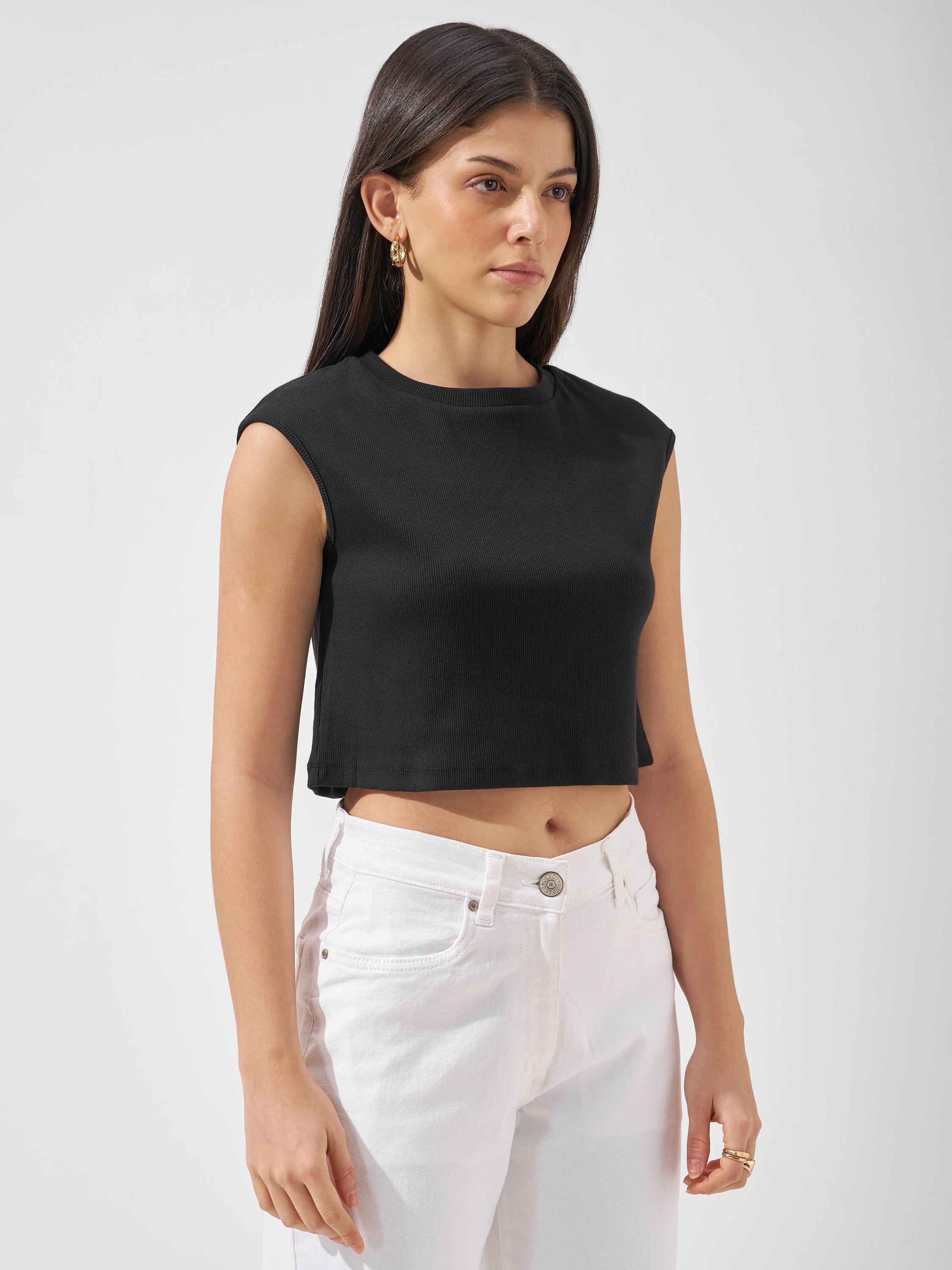 Tokyo Talkies Women Black Solid Regular Top