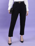 Tokyo Talkies Women Black Solid Slim Fit Casual Trouser - Black - Image 1
