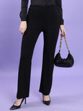 Tokyo Talkies Women Black Solid Bootcut Casual Trouser - Black - Image 1