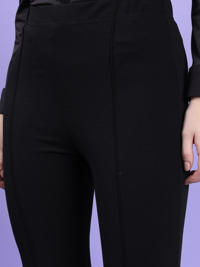 Tokyo Talkies Women Black Solid Bootcut Casual Trouser - Black - Image 5