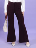 Tokyo Talkies Women Purple Solid Bootcut Casual Trouser - Purple - Image 1