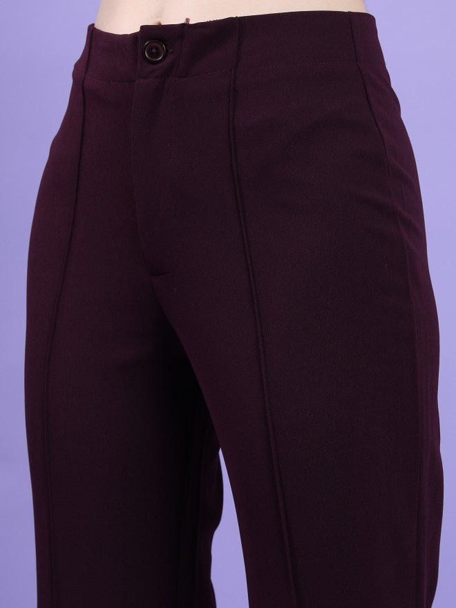 Tokyo Talkies Women Purple Solid Bootcut Casual Trouser - Purple - Image 5