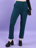 Tokyo Talkies Women Teal Solid Slim Fit Casual Trouser - Teal - Image 1