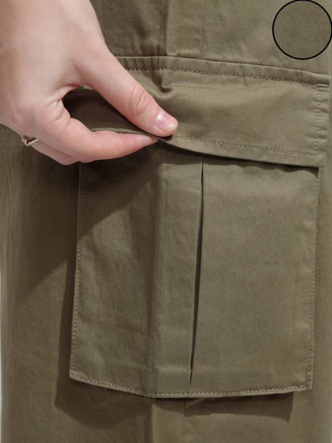 Tokyo Talkies Women Olive Solid Straight Fit Cargos - Olive - Image 5