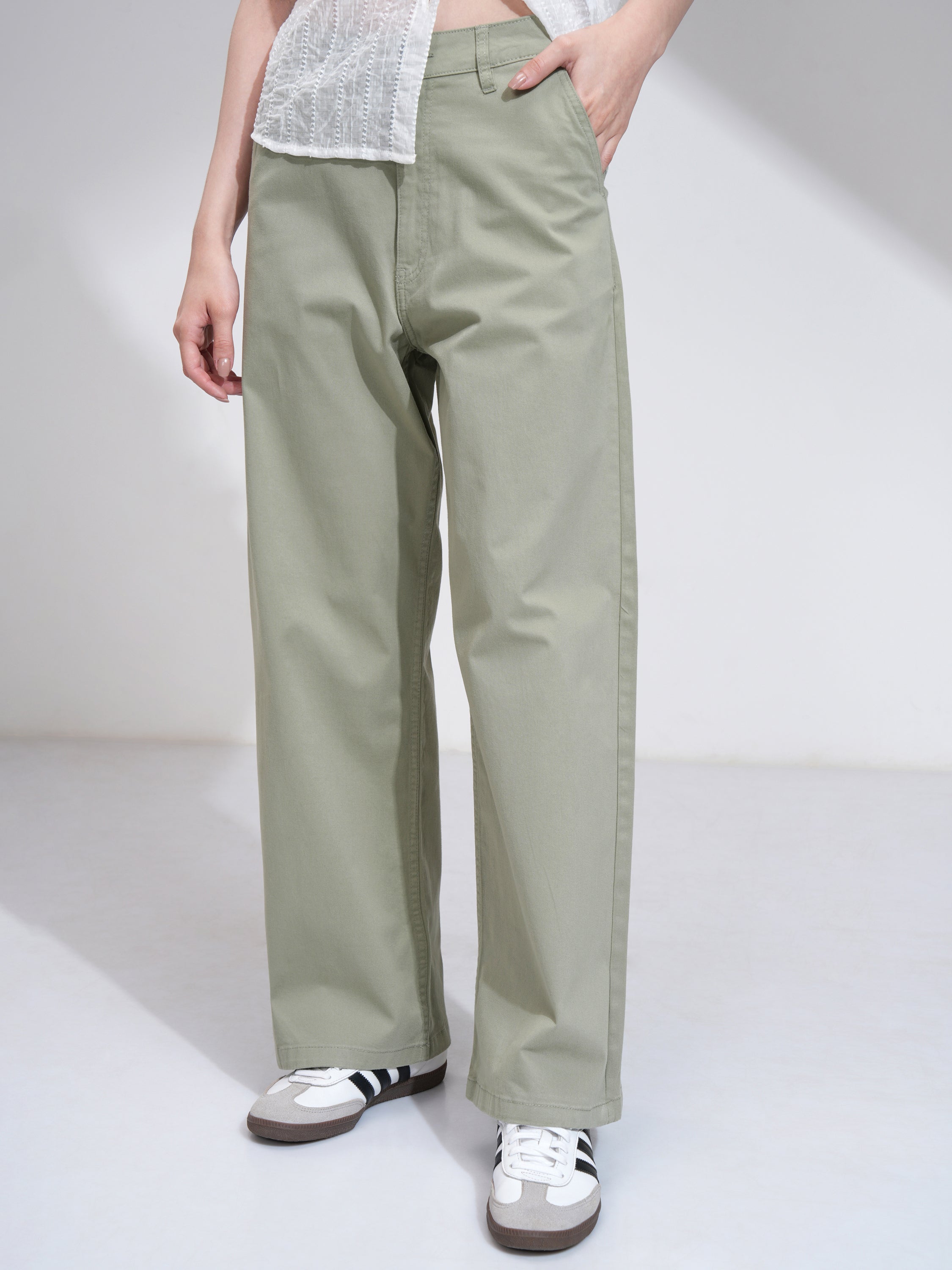 Tokyo Talkies Women Brown Solid Flared Casual Trouser - Brown - Image 1
