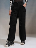 Tokyo Talkies Women Black Solid Flared Casual Trouser - Black - Image 1