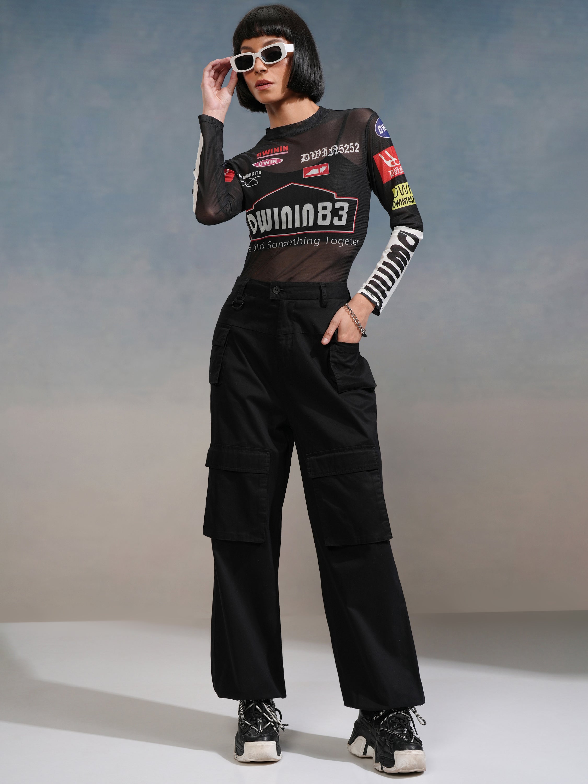 Tokyo Talkies Women Black Solid Flared Casual Trouser - Black - Image 2