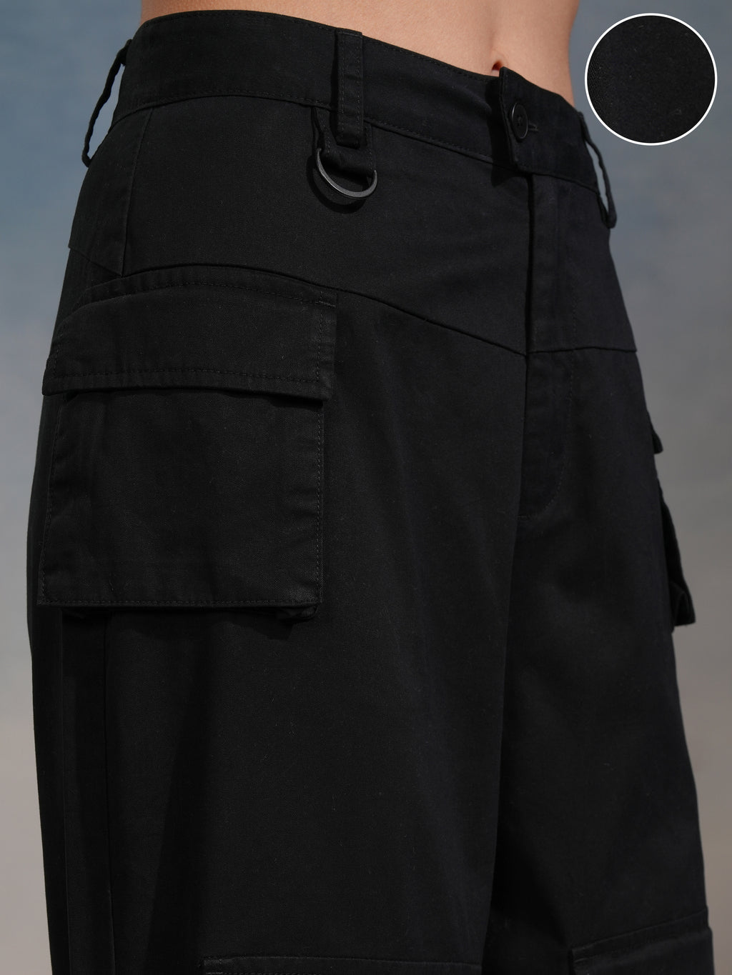 Tokyo Talkies Women Black Solid Flared Casual Trouser - Black - Image 5