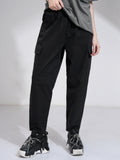 Tokyo Talkies Women Black Solid Mom Fit Cargos - Black - Image 1