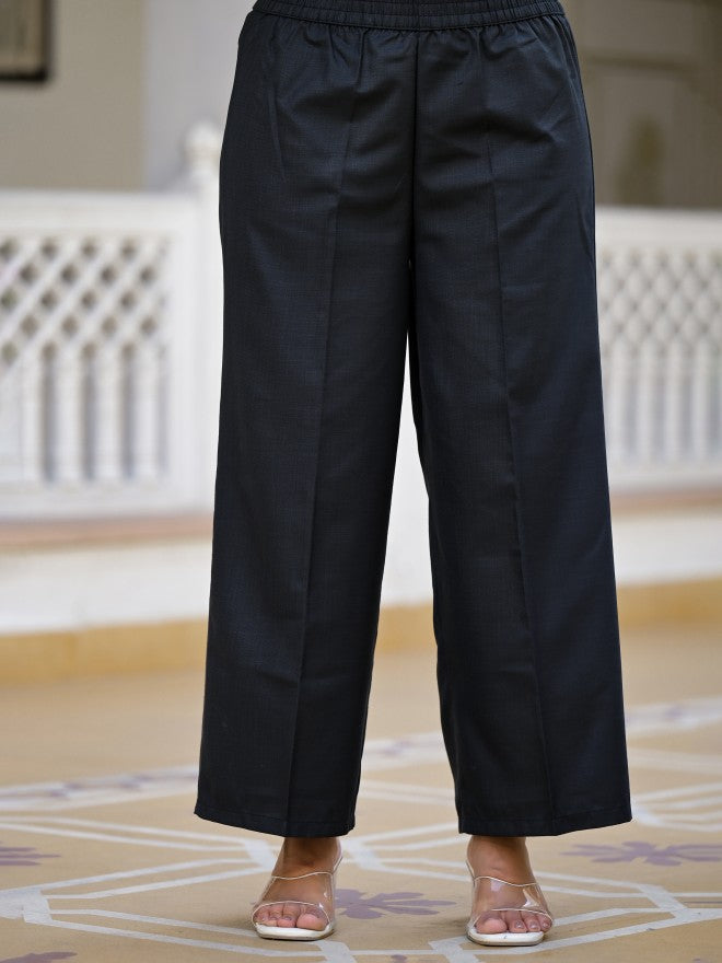 Vishudh Women Navy Blue Solid Kurta With Trouser And Dupatta - Navy Blue - Image 8