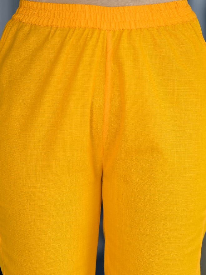 Vishudh Women Yellow Solid Kurta With Trouser And Dupatta - Yellow - Image 6