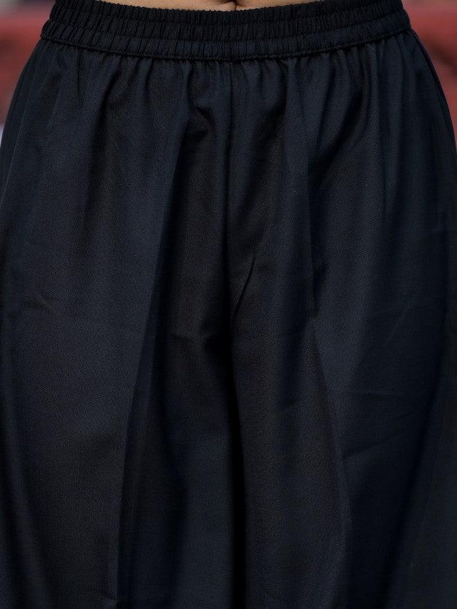 Vishudh Women Black Solid Kurta With Palazzo And Dupatta - Black - Image 9