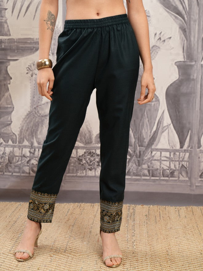 Vishudh Women Green Printed Kurta With Trouser And Dupatta - Green - Image 7