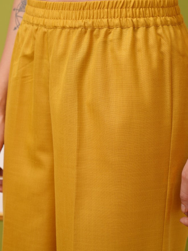 Vishudh Women Yellow Printed Kurta With Palazzo And Dupatta - Yellow - Image 6