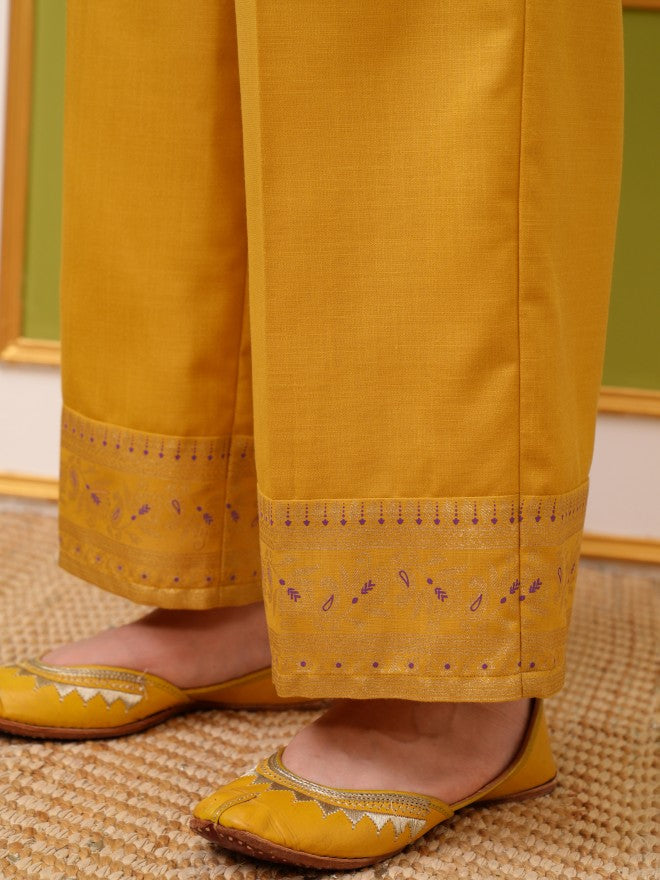 Vishudh Women Yellow Printed Kurta With Palazzo And Dupatta - Yellow - Image 8