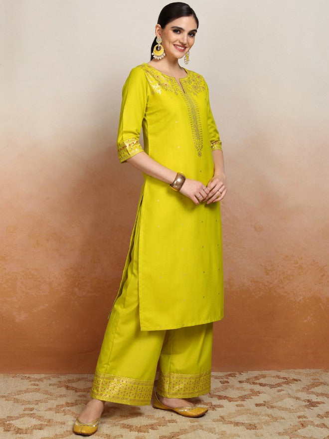 Vishudh Women Yellow Printed Kurta With Palazzo And Dupatta - Yellow - Image 6
