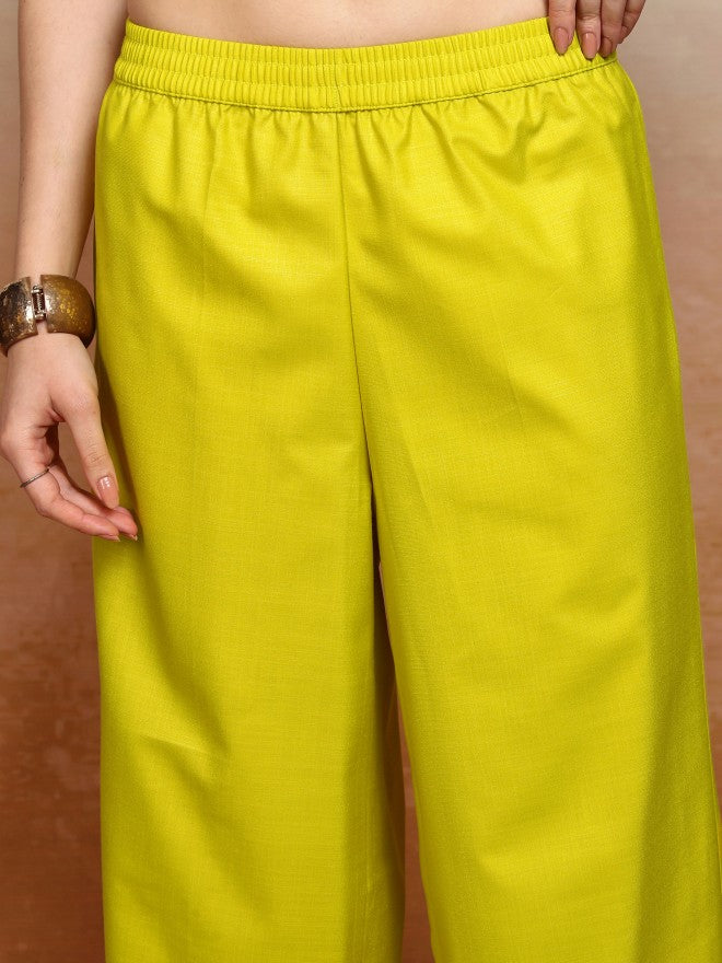 Vishudh Women Yellow Printed Kurta With Palazzo And Dupatta - Yellow - Image 7