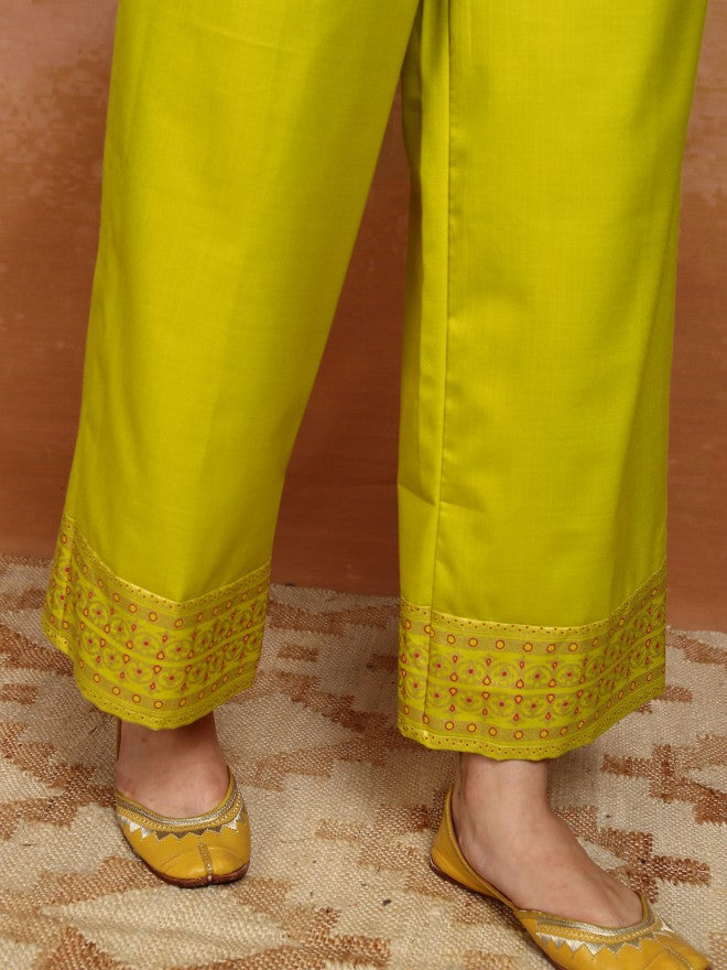 Vishudh Women Yellow Printed Kurta With Palazzo And Dupatta - Yellow - Image 9