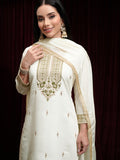 Vishudh Women Off White Kurta With Palazzos And Dupatta - Off White - Image 1