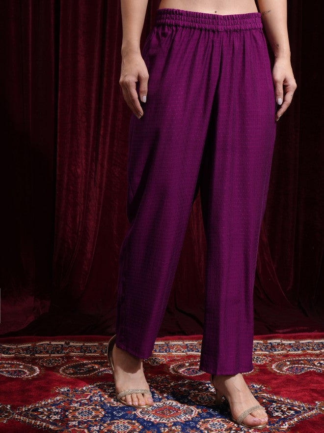 Vishudh Women Magenta Kurta With Palazzos And Dupatta - Magenta - Image 8